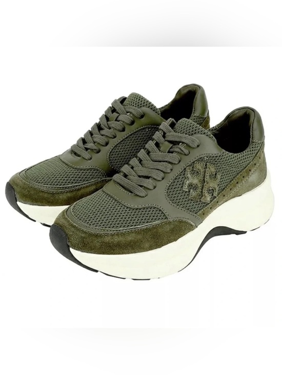 Tory Burch Shoes - Tory Burch Kick Trainer Chevron Suede Mesh - Grove (Green) Chunky Sneaker 9.5